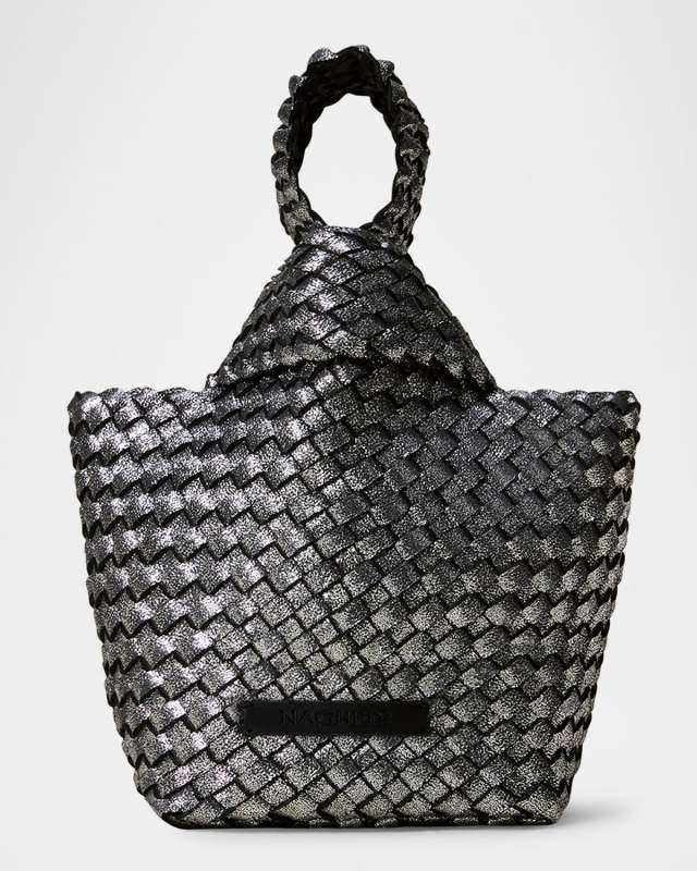 Kyoto Metallic Woven Top-Handle Bag
